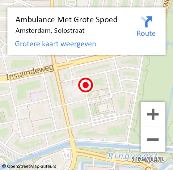 Locatie op kaart van de 112 melding: Ambulance Met Grote Spoed Naar Amsterdam, Solostraat op 5 juni 2022 04:14