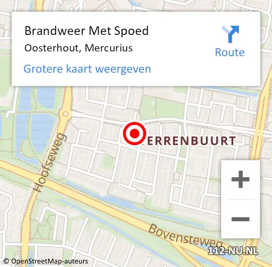 Locatie op kaart van de 112 melding: Brandweer Met Spoed Naar Oosterhout, Mercurius op 5 juni 2022 05:05