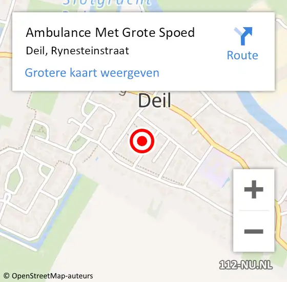 Locatie op kaart van de 112 melding: Ambulance Met Grote Spoed Naar Deil, Rynesteinstraat op 5 juni 2022 05:50