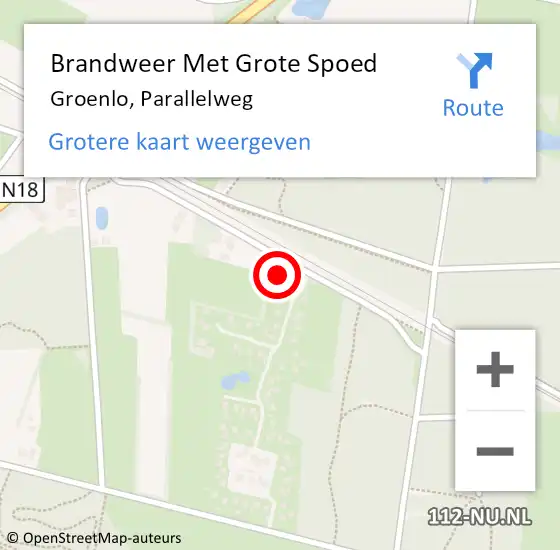 Locatie op kaart van de 112 melding: Brandweer Met Grote Spoed Naar Groenlo, Parallelweg op 5 juni 2022 06:02