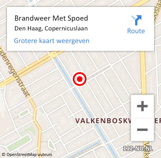 Locatie op kaart van de 112 melding: Brandweer Met Spoed Naar Den Haag, Copernicuslaan op 5 juni 2022 06:07