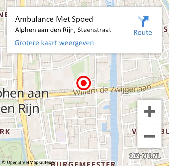 Locatie op kaart van de 112 melding: Ambulance Met Spoed Naar Alphen aan den Rijn, Steenstraat op 5 juni 2022 06:15