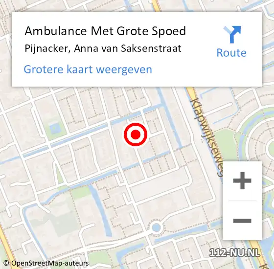 Locatie op kaart van de 112 melding: Ambulance Met Grote Spoed Naar Pijnacker, Anna van Saksenstraat op 5 juni 2022 06:26