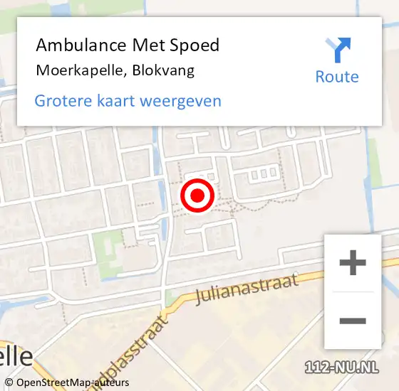 Locatie op kaart van de 112 melding: Ambulance Met Spoed Naar Moerkapelle, Blokvang op 5 juni 2022 07:00