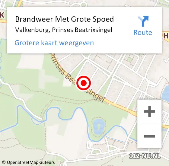 Locatie op kaart van de 112 melding: Brandweer Met Grote Spoed Naar Valkenburg, Prinses Beatrixsingel op 5 juni 2022 07:02