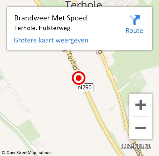 Locatie op kaart van de 112 melding: Brandweer Met Spoed Naar Terhole, Hulsterweg op 19 juli 2014 10:32