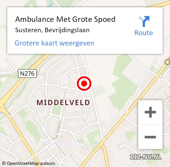 Locatie op kaart van de 112 melding: Ambulance Met Grote Spoed Naar Susteren, Bevrijdingslaan op 5 juni 2022 07:31