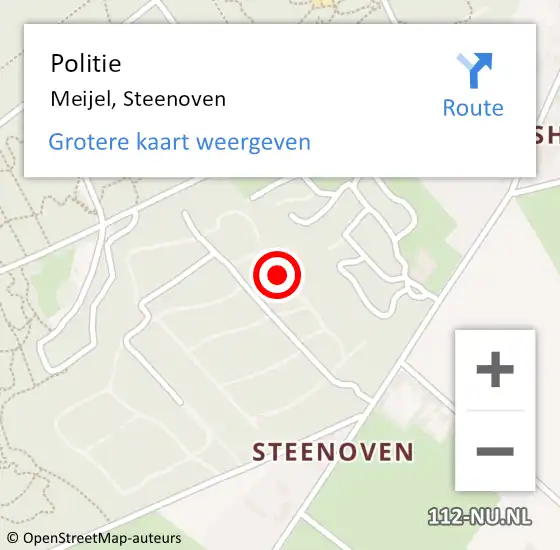 Locatie op kaart van de 112 melding: Politie Meijel, Steenoven op 5 juni 2022 07:45