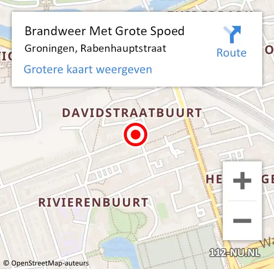 Locatie op kaart van de 112 melding: Brandweer Met Grote Spoed Naar Groningen, Rabenhauptstraat op 8 oktober 2013 19:31