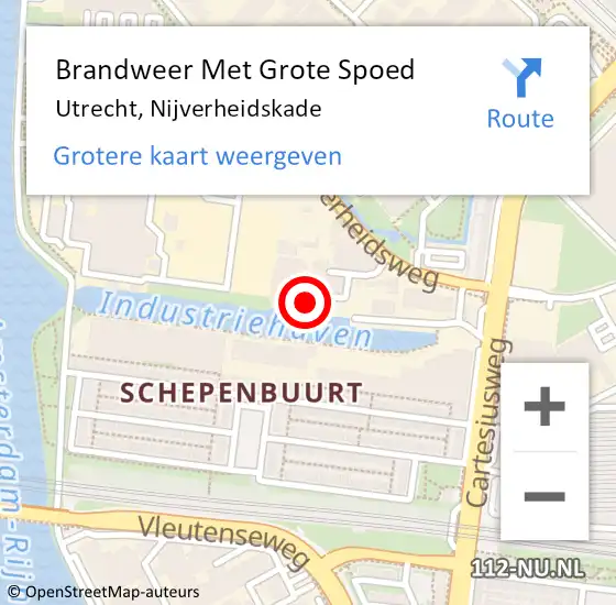 Locatie op kaart van de 112 melding: Brandweer Met Grote Spoed Naar Utrecht, Nijverheidskade op 5 juni 2022 10:47