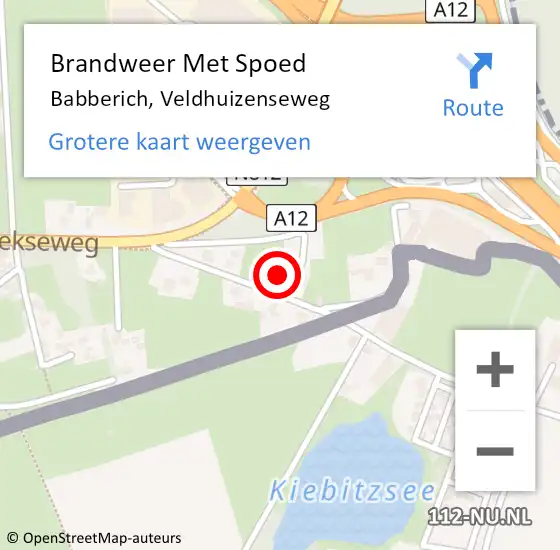 Locatie op kaart van de 112 melding: Brandweer Met Spoed Naar Babberich, Veldhuizenseweg op 5 juni 2022 11:26