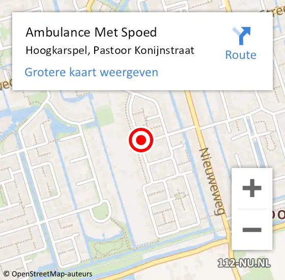 Locatie op kaart van de 112 melding: Ambulance Met Spoed Naar Hoogkarspel, Pastoor Konijnstraat op 5 juni 2022 11:29