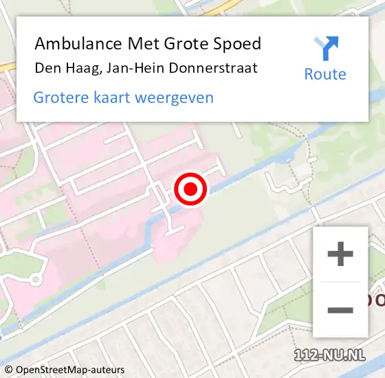 Locatie op kaart van de 112 melding: Ambulance Met Grote Spoed Naar Den Haag, Jan-Hein Donnerstraat op 5 juni 2022 11:31