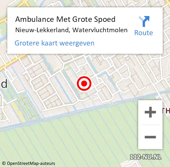 Locatie op kaart van de 112 melding: Ambulance Met Grote Spoed Naar Nieuw-Lekkerland, Watervluchtmolen op 5 juni 2022 12:19