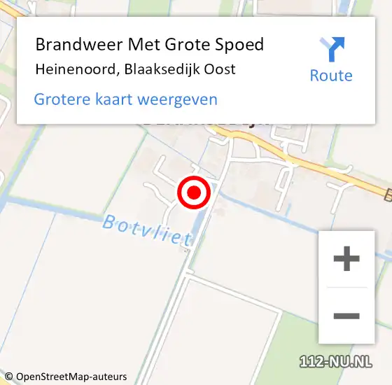 Locatie op kaart van de 112 melding: Brandweer Met Grote Spoed Naar Heinenoord, Blaaksedijk Oost op 5 juni 2022 12:31