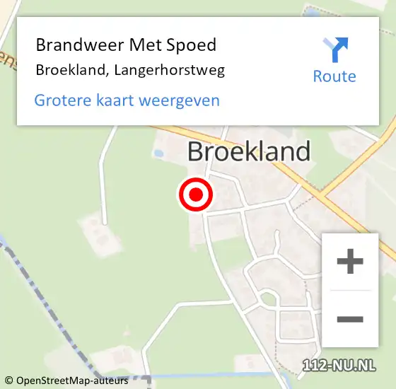 Locatie op kaart van de 112 melding: Brandweer Met Spoed Naar Broekland, Langerhorstweg op 5 juni 2022 12:33