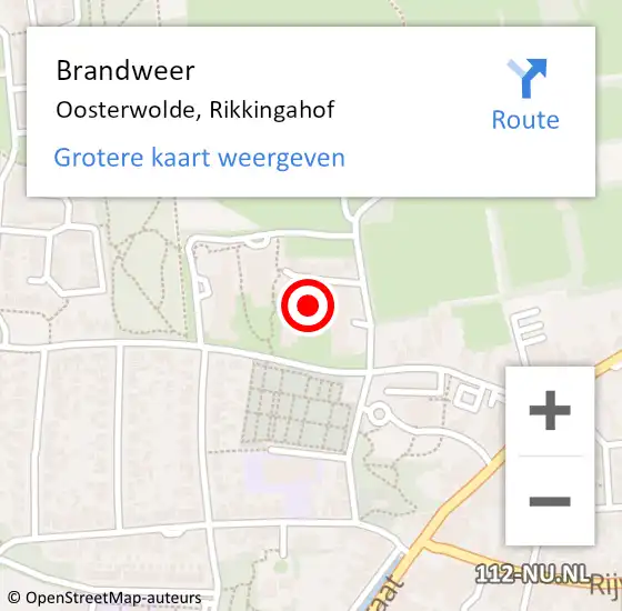 Locatie op kaart van de 112 melding: Brandweer Oosterwolde, Rikkingahof op 5 juni 2022 12:55