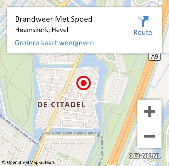 Locatie op kaart van de 112 melding: Brandweer Met Spoed Naar Heemskerk, Hevel op 5 juni 2022 13:05