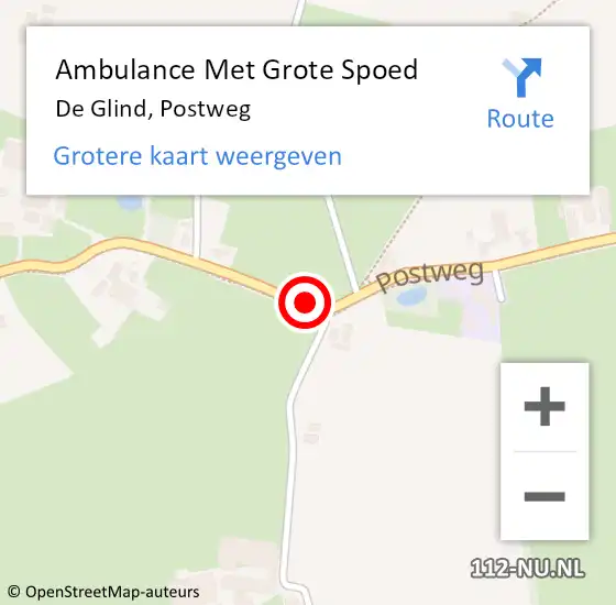 Locatie op kaart van de 112 melding: Ambulance Met Grote Spoed Naar De Glind, Postweg op 5 juni 2022 14:05