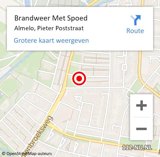 Locatie op kaart van de 112 melding: Brandweer Met Spoed Naar Almelo, Pieter Poststraat op 5 juni 2022 14:13