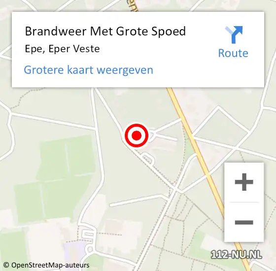 Locatie op kaart van de 112 melding: Brandweer Met Grote Spoed Naar Epe, Eper Veste op 5 juni 2022 14:33