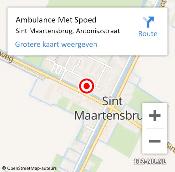 Locatie op kaart van de 112 melding: Ambulance Met Spoed Naar Sint Maartensbrug, Antoniszstraat op 5 juni 2022 14:35