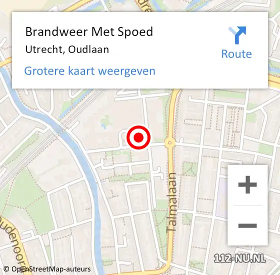 Locatie op kaart van de 112 melding: Brandweer Met Spoed Naar Utrecht, Oudlaan op 5 juni 2022 14:38