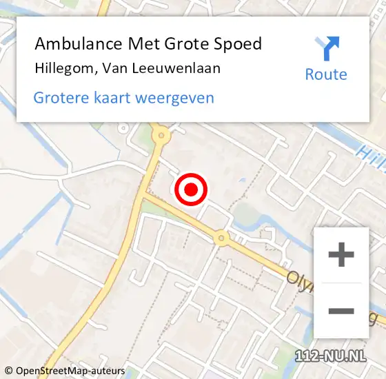 Locatie op kaart van de 112 melding: Ambulance Met Grote Spoed Naar Hillegom, Van Leeuwenlaan op 19 juli 2014 11:02