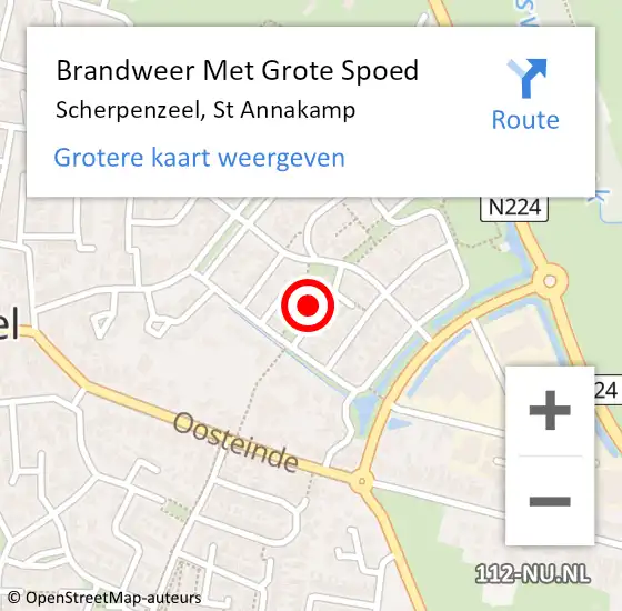 Locatie op kaart van de 112 melding: Brandweer Met Grote Spoed Naar Scherpenzeel, St Annakamp op 5 juni 2022 15:29