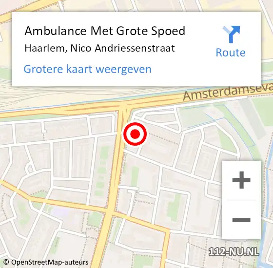 Locatie op kaart van de 112 melding: Ambulance Met Grote Spoed Naar Haarlem, Nico Andriessenstraat op 5 juni 2022 15:31