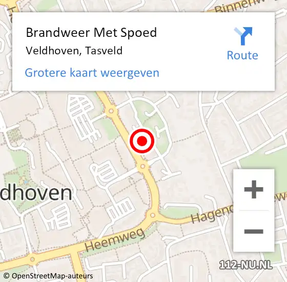 Locatie op kaart van de 112 melding: Brandweer Met Spoed Naar Veldhoven, Tasveld op 5 juni 2022 15:41
