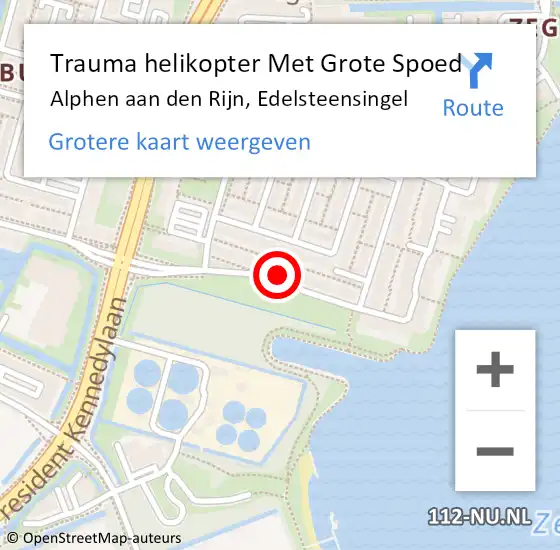 Locatie op kaart van de 112 melding: Trauma helikopter Met Grote Spoed Naar Alphen aan den Rijn, Edelsteensingel op 5 juni 2022 15:44