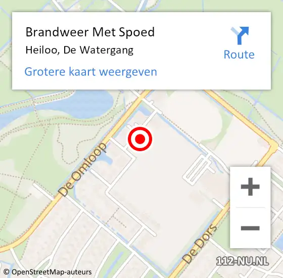 Locatie op kaart van de 112 melding: Brandweer Met Spoed Naar Heiloo, De Watergang op 5 juni 2022 16:16