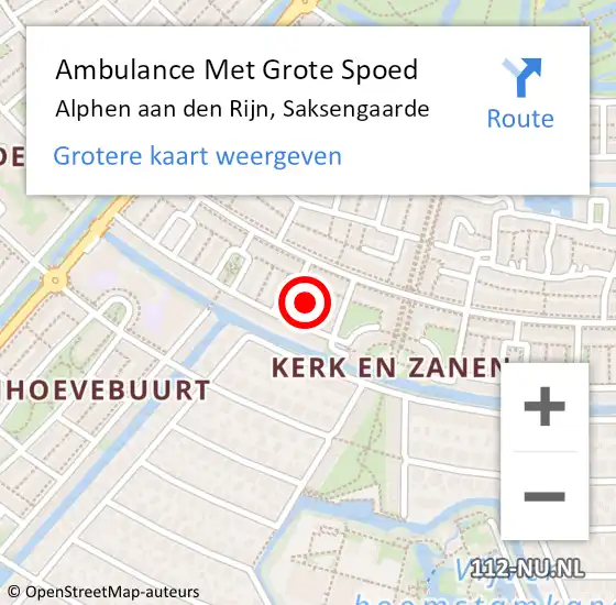 Locatie op kaart van de 112 melding: Ambulance Met Grote Spoed Naar Alphen aan den Rijn, Saksengaarde op 5 juni 2022 16:44