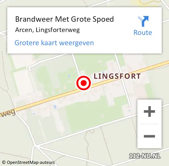 Locatie op kaart van de 112 melding: Brandweer Met Grote Spoed Naar Arcen, Lingsforterweg op 5 juni 2022 16:55