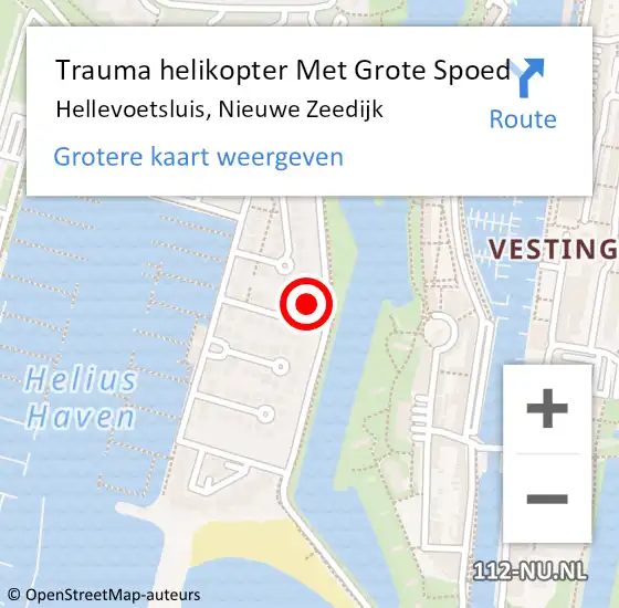 Locatie op kaart van de 112 melding: Trauma helikopter Met Grote Spoed Naar Hellevoetsluis, Nieuwe Zeedijk op 5 juni 2022 16:57