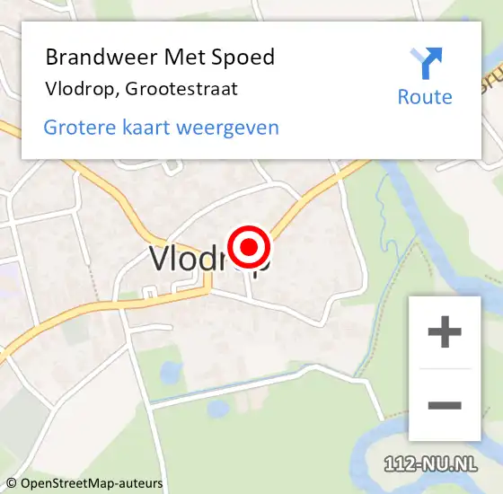 Locatie op kaart van de 112 melding: Brandweer Met Spoed Naar Vlodrop, Grootestraat op 5 juni 2022 17:00