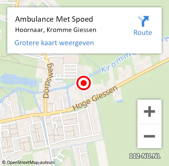 Locatie op kaart van de 112 melding: Ambulance Met Spoed Naar Hoornaar, Kromme Giessen op 5 juni 2022 17:01