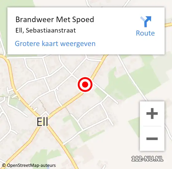 Locatie op kaart van de 112 melding: Brandweer Met Spoed Naar Ell, Sebastiaanstraat op 5 juni 2022 17:05