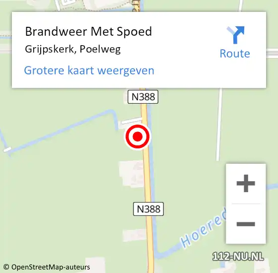 Locatie op kaart van de 112 melding: Brandweer Met Spoed Naar Grijpskerk, Poelweg op 5 juni 2022 17:05