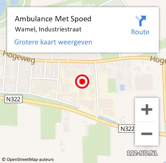 Locatie op kaart van de 112 melding: Ambulance Met Spoed Naar Wamel, Industriestraat op 5 juni 2022 17:07