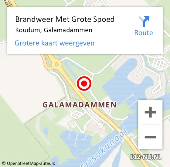 Locatie op kaart van de 112 melding: Brandweer Met Grote Spoed Naar Koudum, Galamadammen op 5 juni 2022 17:13