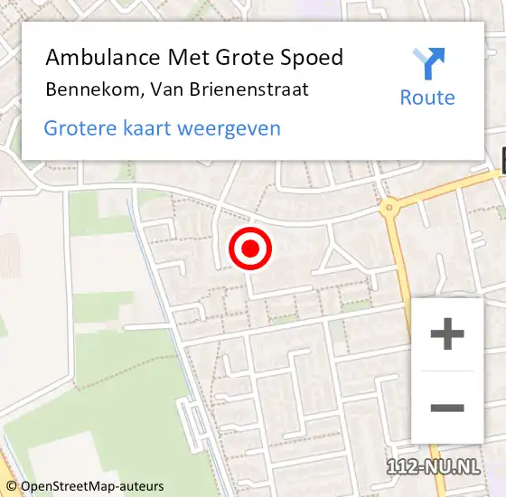 Locatie op kaart van de 112 melding: Ambulance Met Grote Spoed Naar Bennekom, Van Brienenstraat op 19 juli 2014 11:19