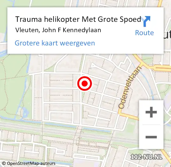 Locatie op kaart van de 112 melding: Trauma helikopter Met Grote Spoed Naar Vleuten, John F Kennedylaan op 5 juni 2022 17:18