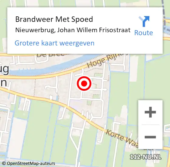 Locatie op kaart van de 112 melding: Brandweer Met Spoed Naar Nieuwerbrug, Johan Willem Frisostraat op 5 juni 2022 17:28