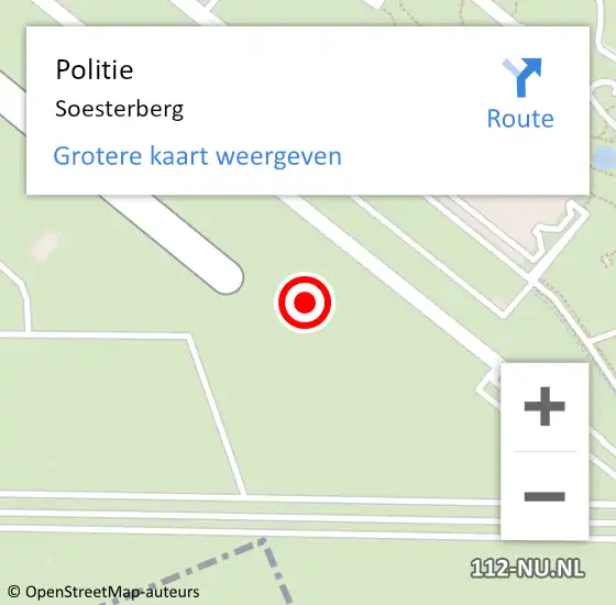 Locatie op kaart van de 112 melding: Politie Soesterberg op 5 juni 2022 18:03