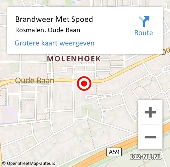 Locatie op kaart van de 112 melding: Brandweer Met Spoed Naar Rosmalen, Oude Baan op 5 juni 2022 18:04