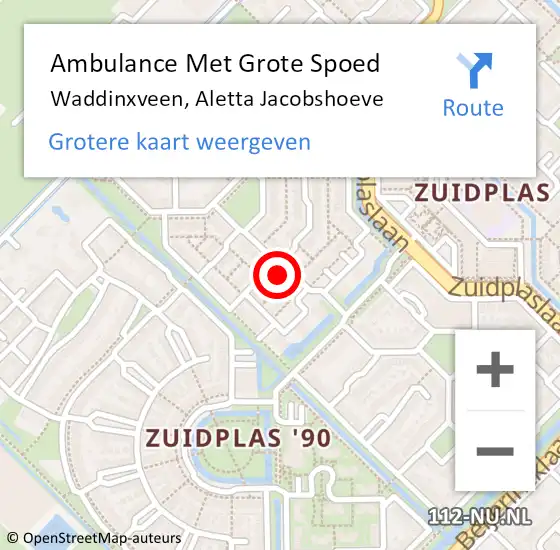 Locatie op kaart van de 112 melding: Ambulance Met Grote Spoed Naar Waddinxveen, Aletta Jacobshoeve op 5 juni 2022 18:24