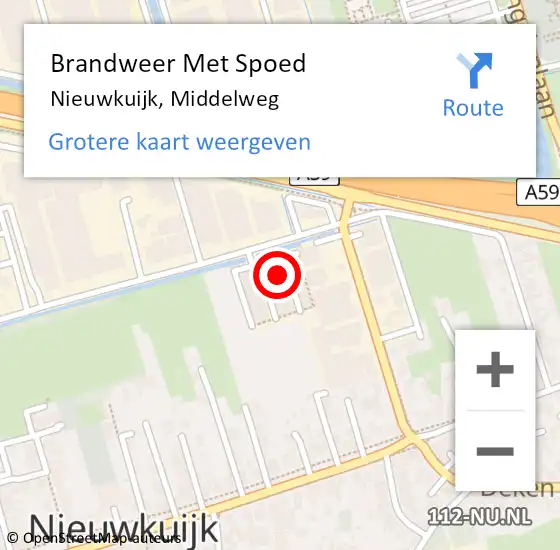 Locatie op kaart van de 112 melding: Brandweer Met Spoed Naar Nieuwkuijk, Middelweg op 5 juni 2022 18:40