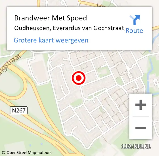 Locatie op kaart van de 112 melding: Brandweer Met Spoed Naar Oudheusden, Everardus van Gochstraat op 5 juni 2022 19:05